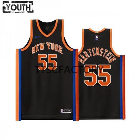 New York Knicks Isaiah Hartenstein 55 Nike 2022-23 City Edition Musta Pelipaidat Swingman - Lasten